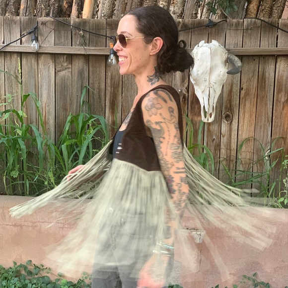 Co-Op Leathers San Francisco Vintage 1970s Leather Fringe Vest Hippie Woodstock - Picture 11 of 14